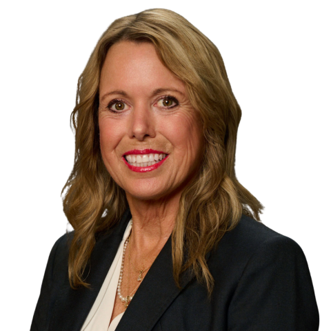 Sonya Hallett, a woman with mid-length blonde hair and black suit jacket