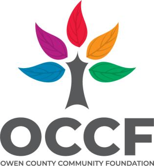 Tree with 5 colored leaves with the initials, OCCF underneath. Under that, Owen County Community Foundation.
