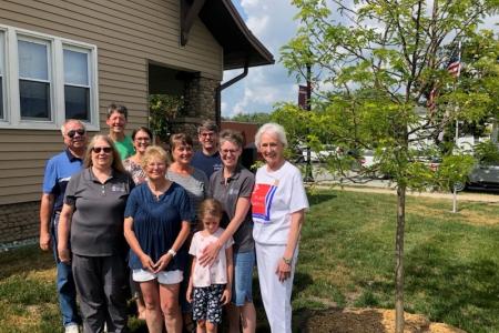 Winamac Tree Committee  and Iris Elm Garden Club meet to plant trees in Pulaski County