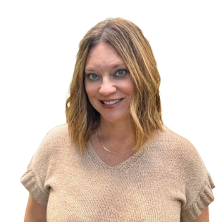 Caucasian woman with shoulder length light brown hair
